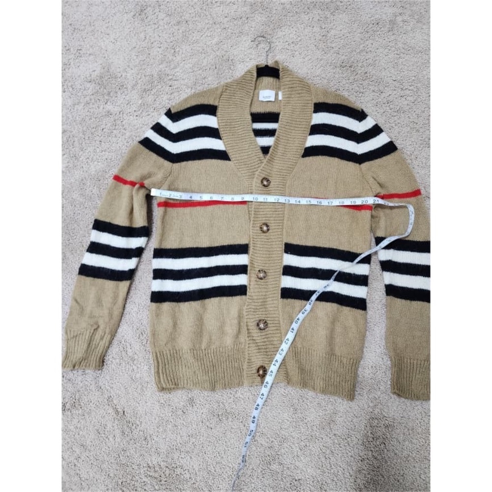 Authentic Burberry Women's Striped V-Neck Button Cardigan Mohair Blend - Picture 6 of 12